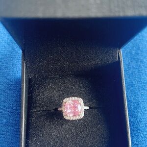 Zales Elegant Pink gem Stone white gold  Ring